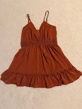 Rust Brown Spaghetti Strap Boho Sundress